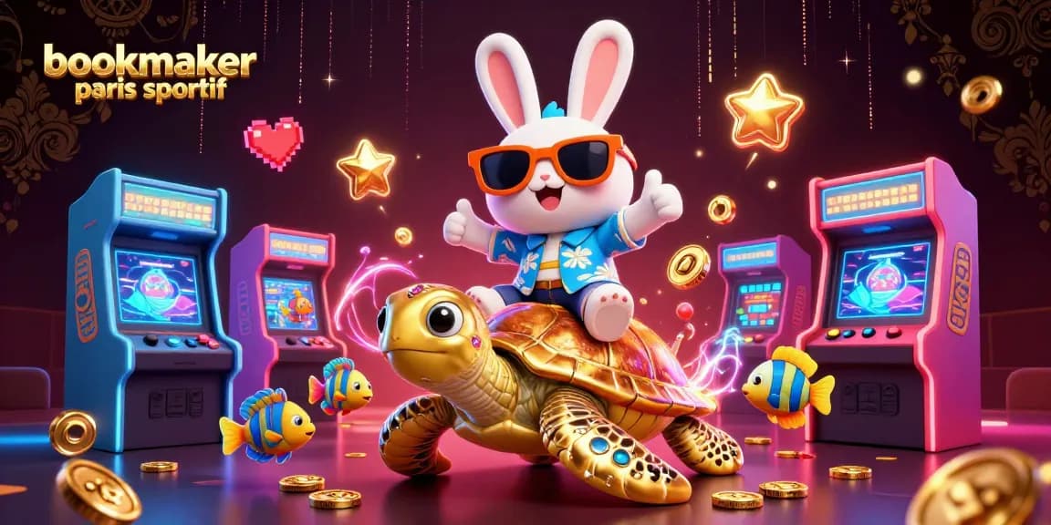 Jouez sur un bookmaker paris sportif captivant avec un lapin chanceux et une tortue dorée.
