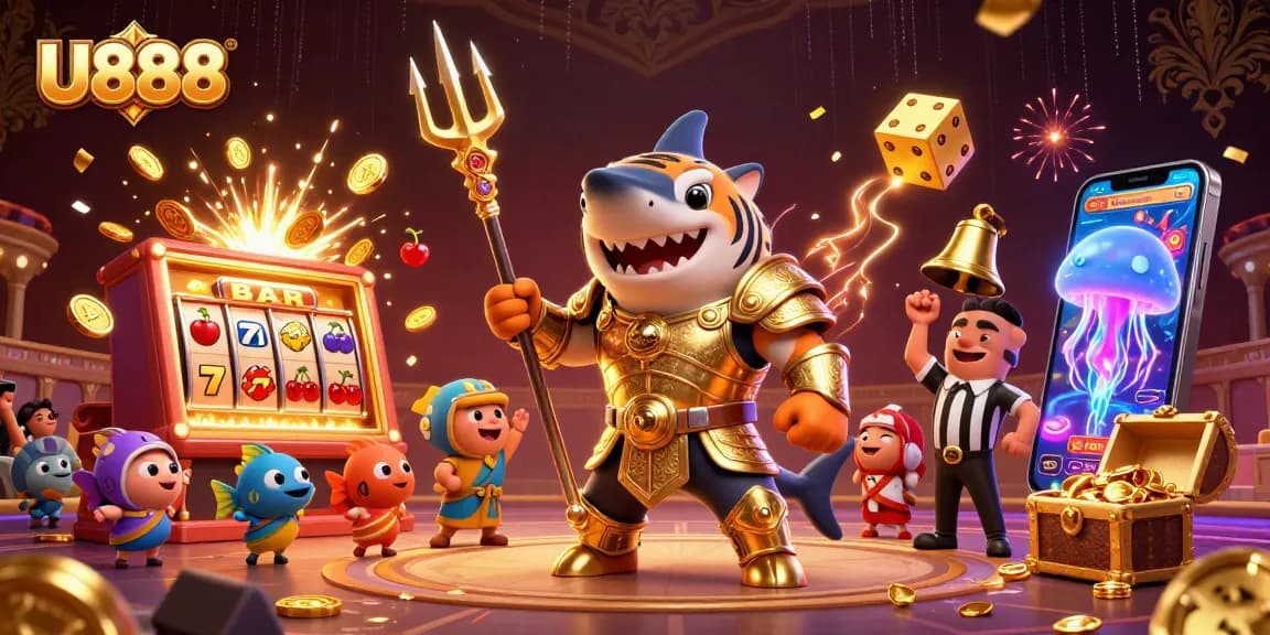 Experience U888's thrilling underwater casino adventure with vibrant characters and dazzling effects.