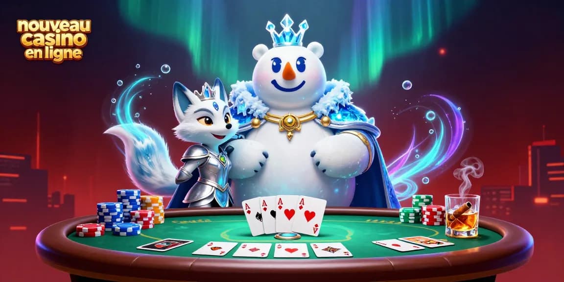 Découvrez l'univers du nouveau casino en ligne avec une illustration d'un ours polaire royal.