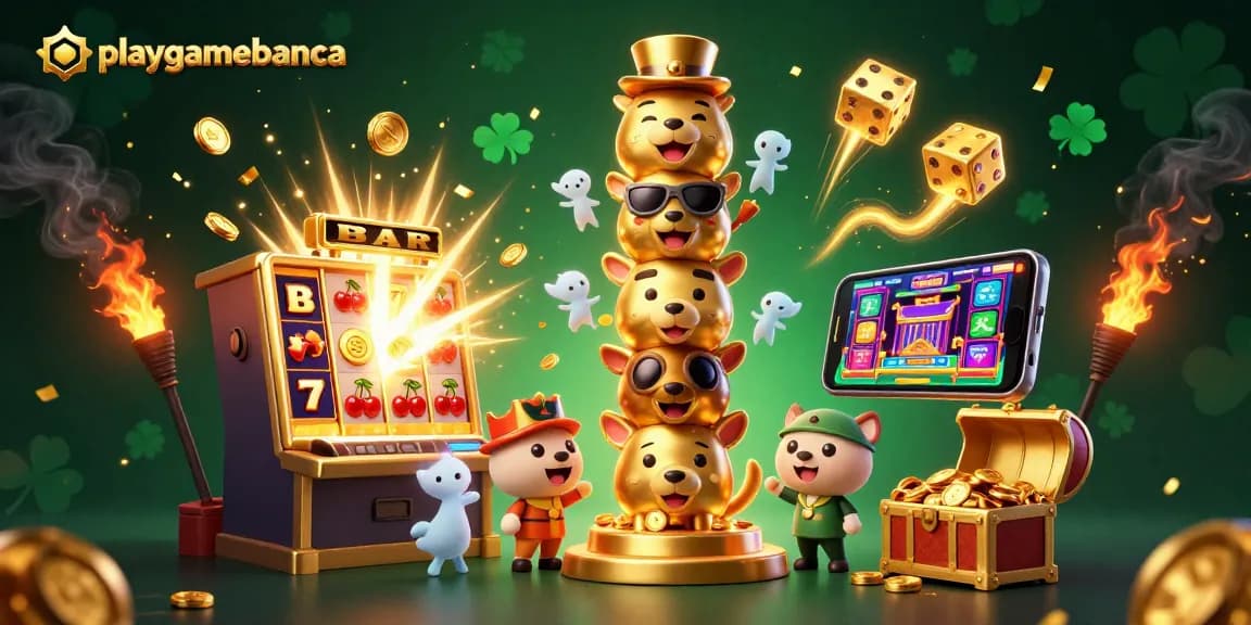 Experience thrilling wins with playgamebanca's vibrant illustration of a lively casino scene.