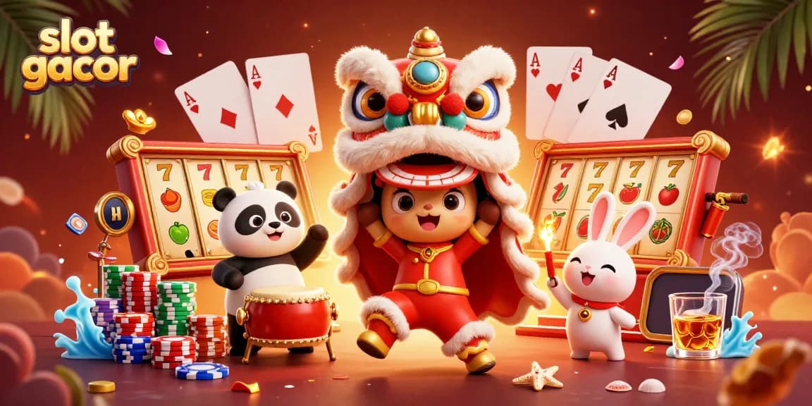 Temukan slot gacor terbaru dalam ilustrasi animasi yang dinamis dengan karakter menari dan simbol keberuntungan