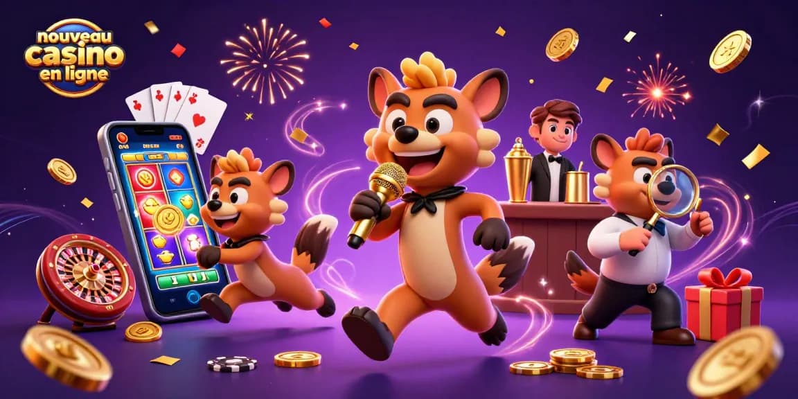 Animation humoristique d'un casino avec des hyènes pour le nouveau casino en ligne.