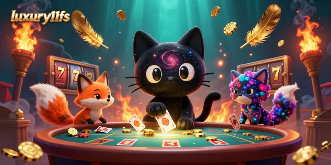 Engage in thrilling gameplay at luxury111fs featuring a cosmic casino table with vibrant characters and dynamic game elements.