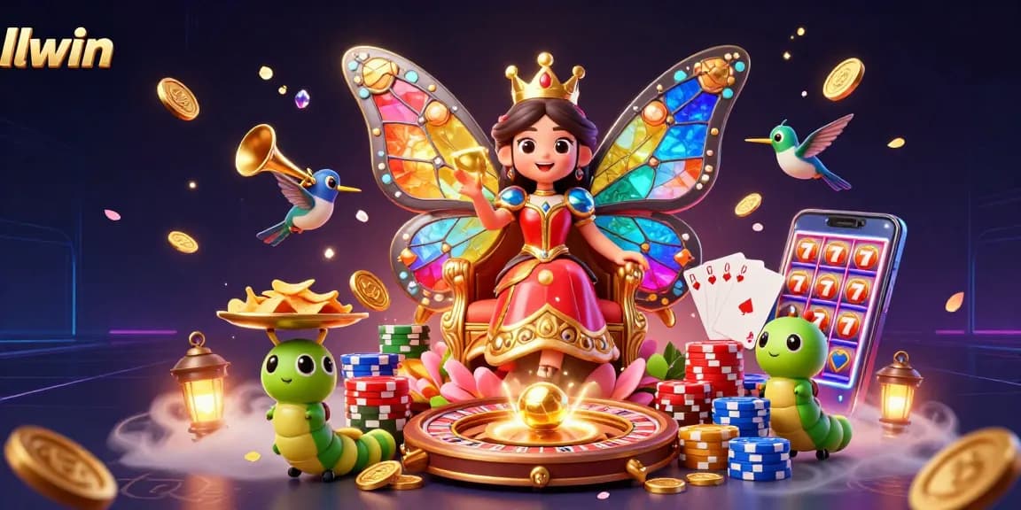 Experience the excitement of llwin with a vivid 3D casino scene featuring vibrant characters and game elements.
