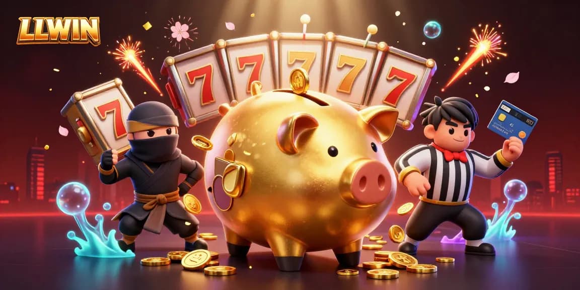 LLWIN showcases vibrant online casino gaming with dramatic 3D characters and elements.