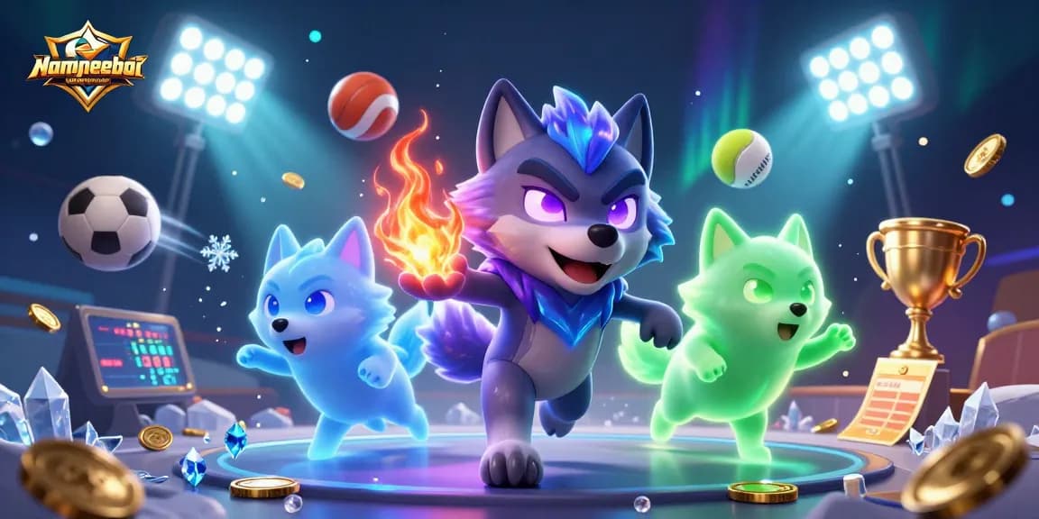 Experience strategic gameplay in nhanquagamebai with a glowing wolf leader amidst exciting sports elements.