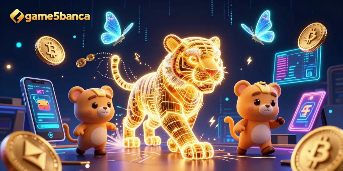 Experience thrilling gameplay in game5banca as a bright neon tiger navigates a vibrant digital casino.