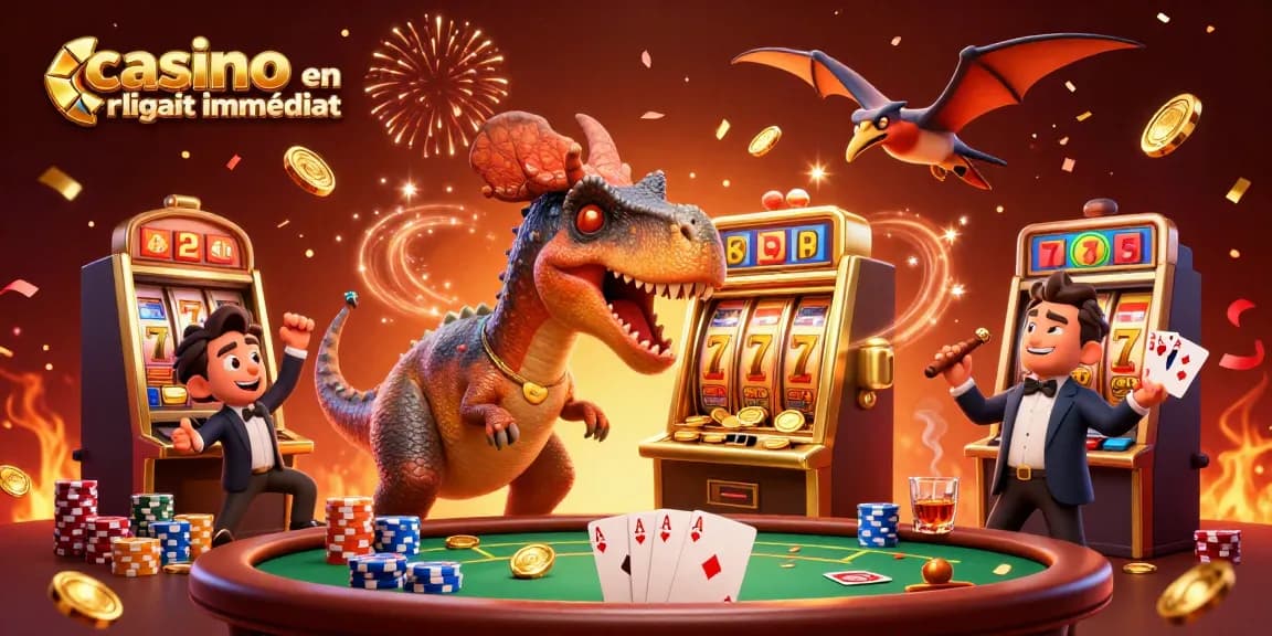 Le casino en ligne retrait immédiat offre des retraits rapides avec des personnages animés dans une scène festive.