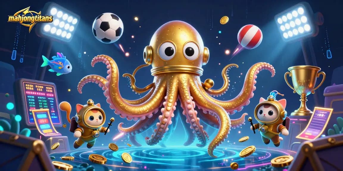Engage in mahjongtitans gameplay with vibrant characters and dynamic sports elements swirling around