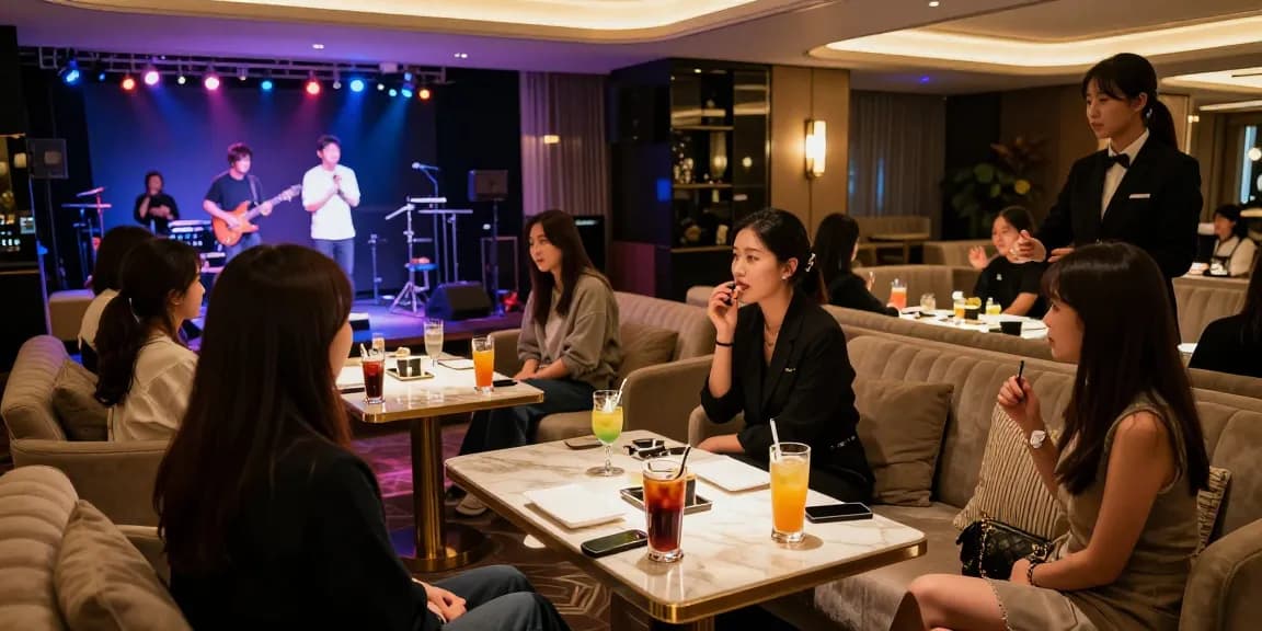 강남 구구단의 고급스러운 프라이빗 룸에서 즐거운 시간을 보내는 손님들 모습