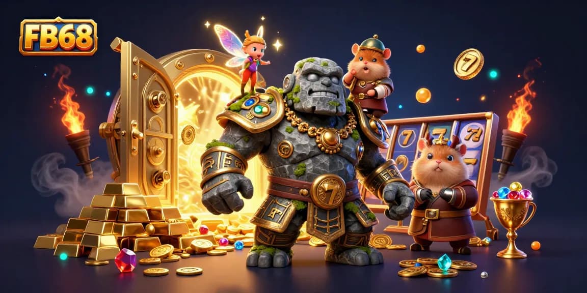 Experience the magic at FB68 with vibrant casino-themed elements and characters.