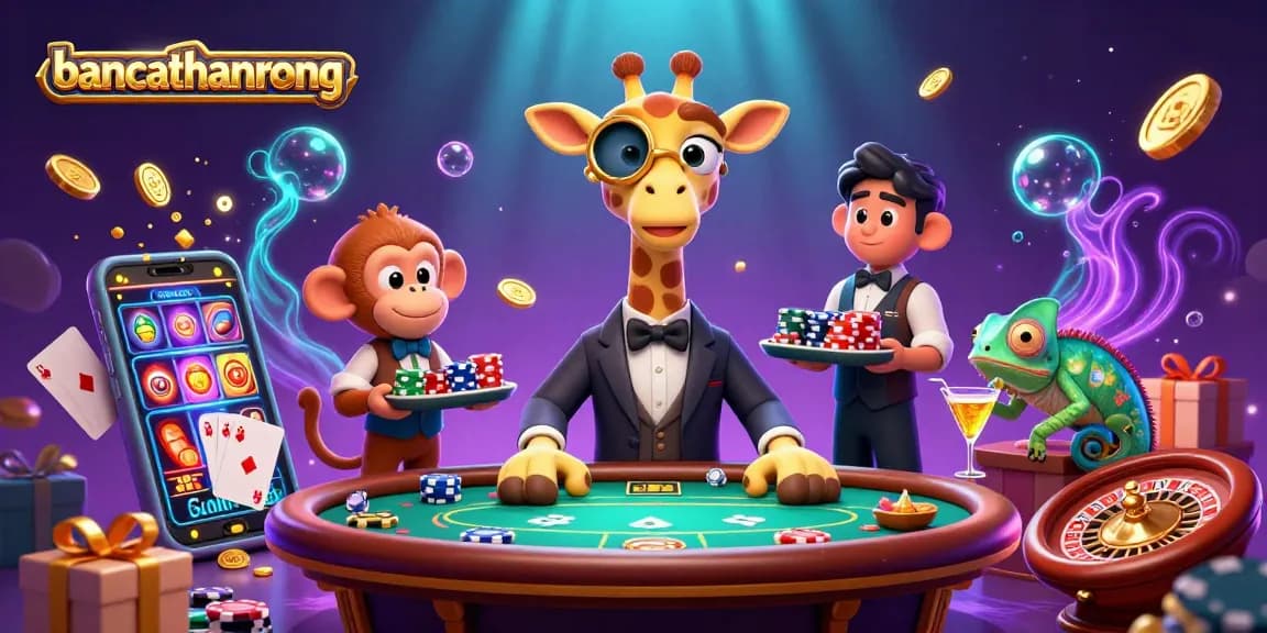 Engage in the vibrant world of gambling with bancathanrong, featuring a VIP giraffe at a poker table.