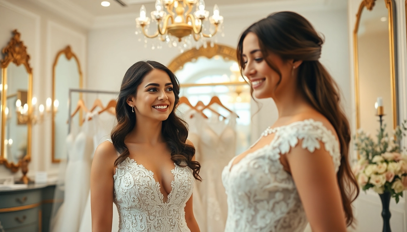 Bridal styling con un professionista che aiuta una sposa a scegliere il suo abito nel negozio