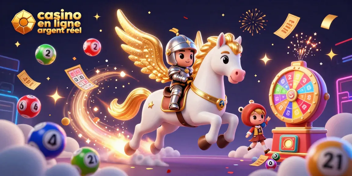 Jouer à casino en ligne argent réel avec un cheval céleste et des éléments de bingo colorés.