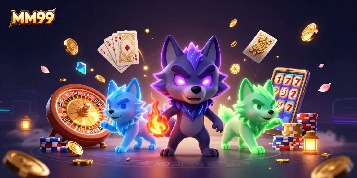 Bet on MM99 for thrilling casino gaming with vibrant elements and captivating characters.