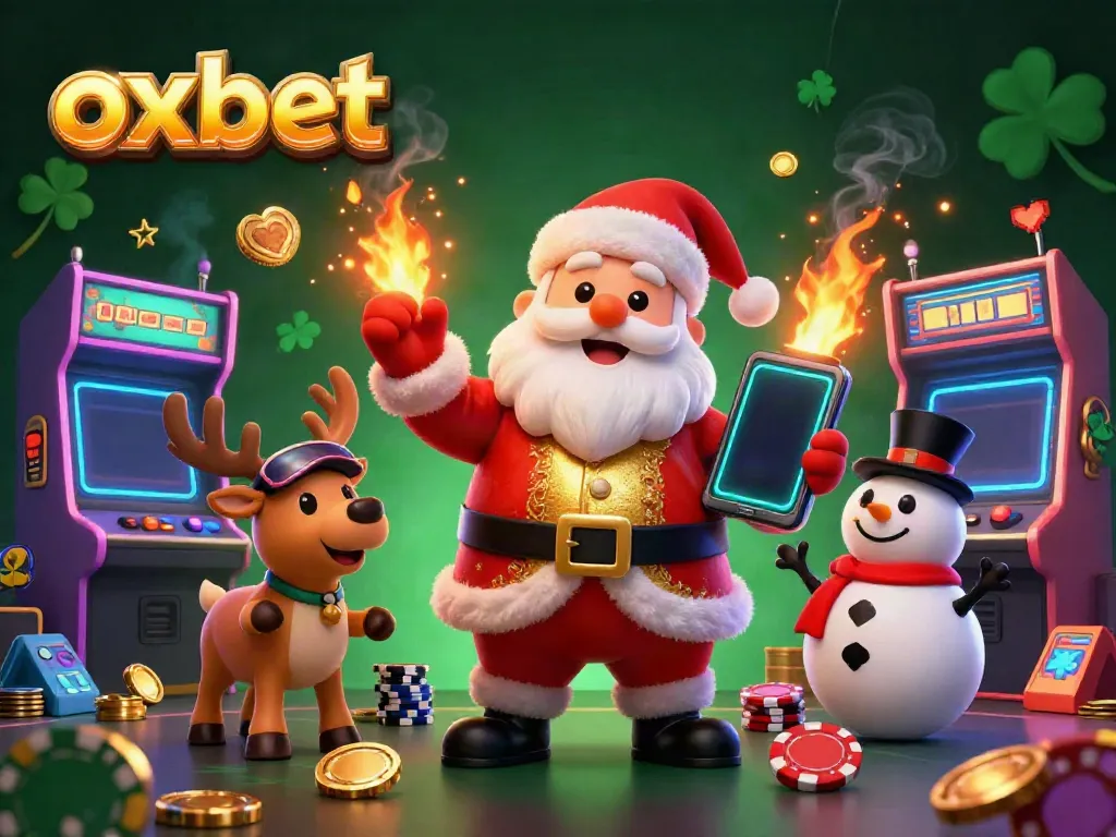 Experience the excitement of oxbet with Santa and friends in a vibrant casino environment.