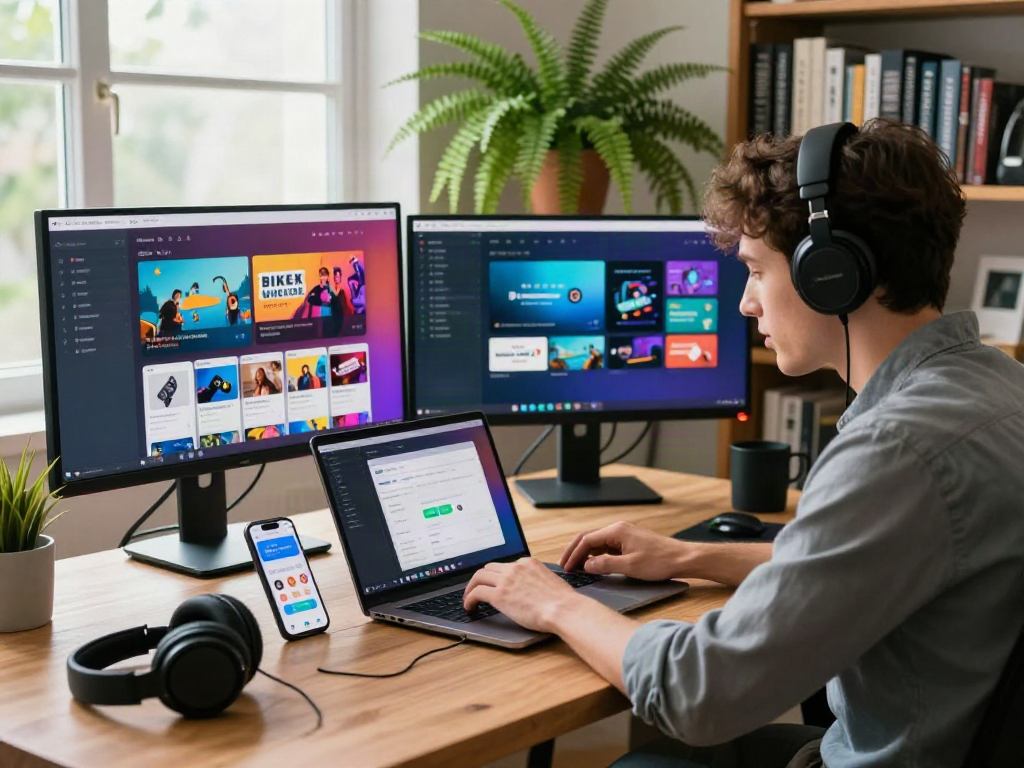 Download Pikashow Apk showcased in a modern workspace with vibrant visuals.