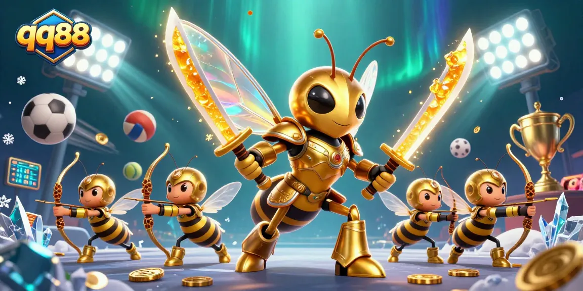Engage the thrill of qq88 with a dynamic illustration of casino elements and samurai warriors.