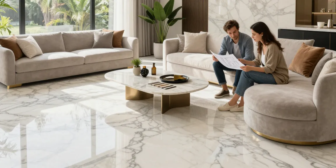 Premium marble flooring by NAGA2000 in a luxurious living room design consultation.