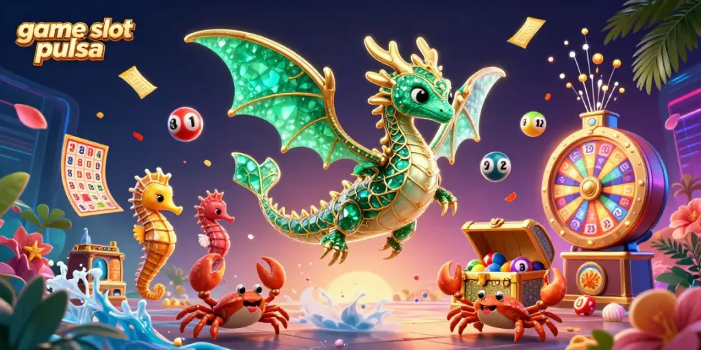 Play exhilarating game slot pulsa with vibrant characters in a treasure-filled casino adventure.