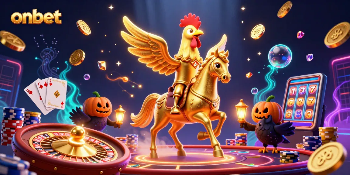 Experience thrilling gaming at onbet with 3D casino creatures soaring in a dynamic night scene.