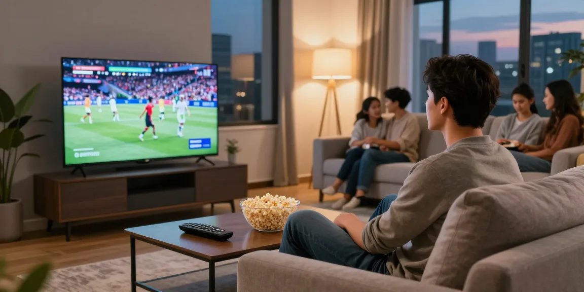 Enjoying the Best IPTV plans in a cozy living room with family