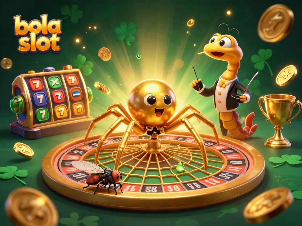 Experience the thrill of bola slot with vibrant 3D characters in a dynamic casino scene.