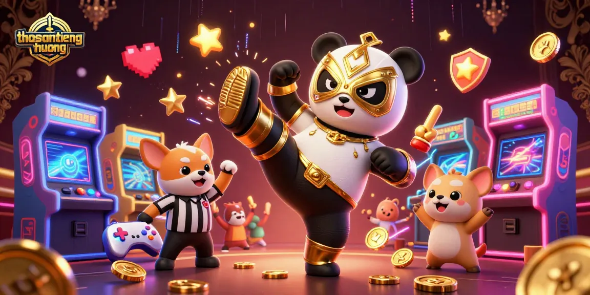 Experience the thosantienthuong thrill in this 3D animation featuring diverse gambling action amidst colorful gaming elements.