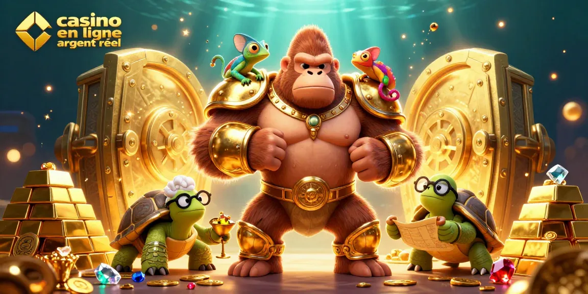 Profitez d'une expérience captivante de casino en ligne argent réel avec un gorille puissant et des joyaux étincelants.