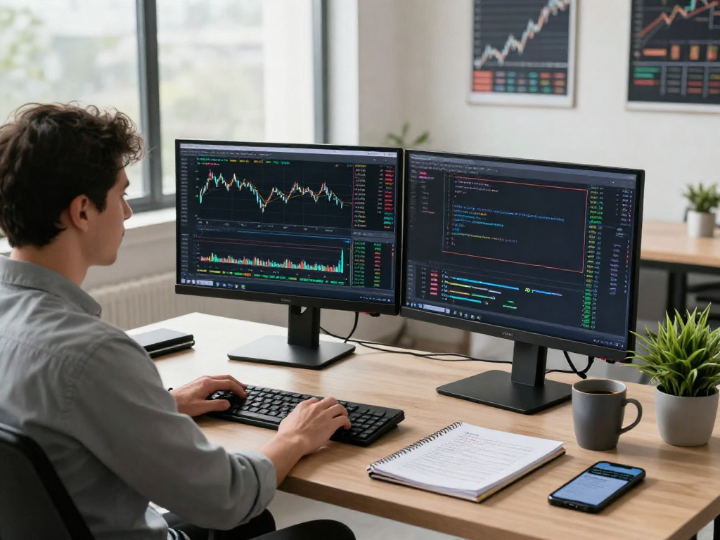 交易员在使用 MetaTrader 5 平台进行交易分析