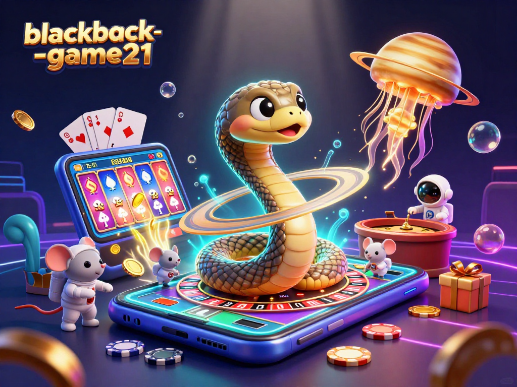 Experience thrilling gameplay in blackjack-game21 as astronaut mice bet in a cosmic casino scene.