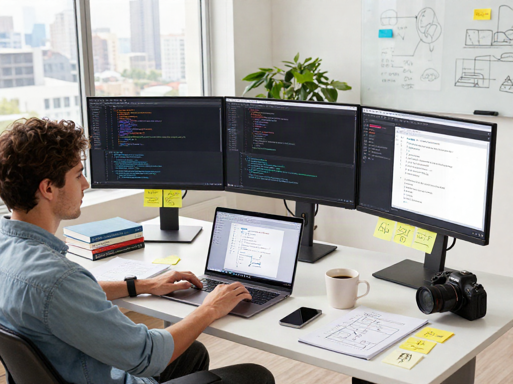 Engaging software engineer cranking out AI code, demonstrating crush on ai innovation.