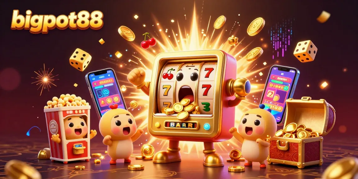 Experience bigpot88's thrilling jackpot moments with celebratory slot machines and festive casino elements.