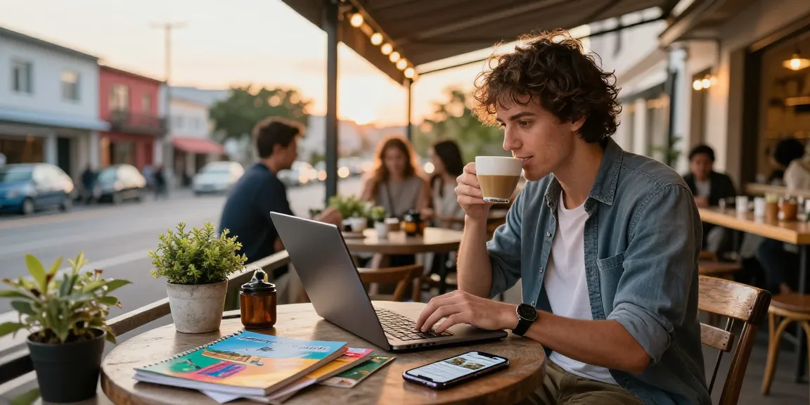 Visit our blog for exciting travel adventures at a cozy café terrace.