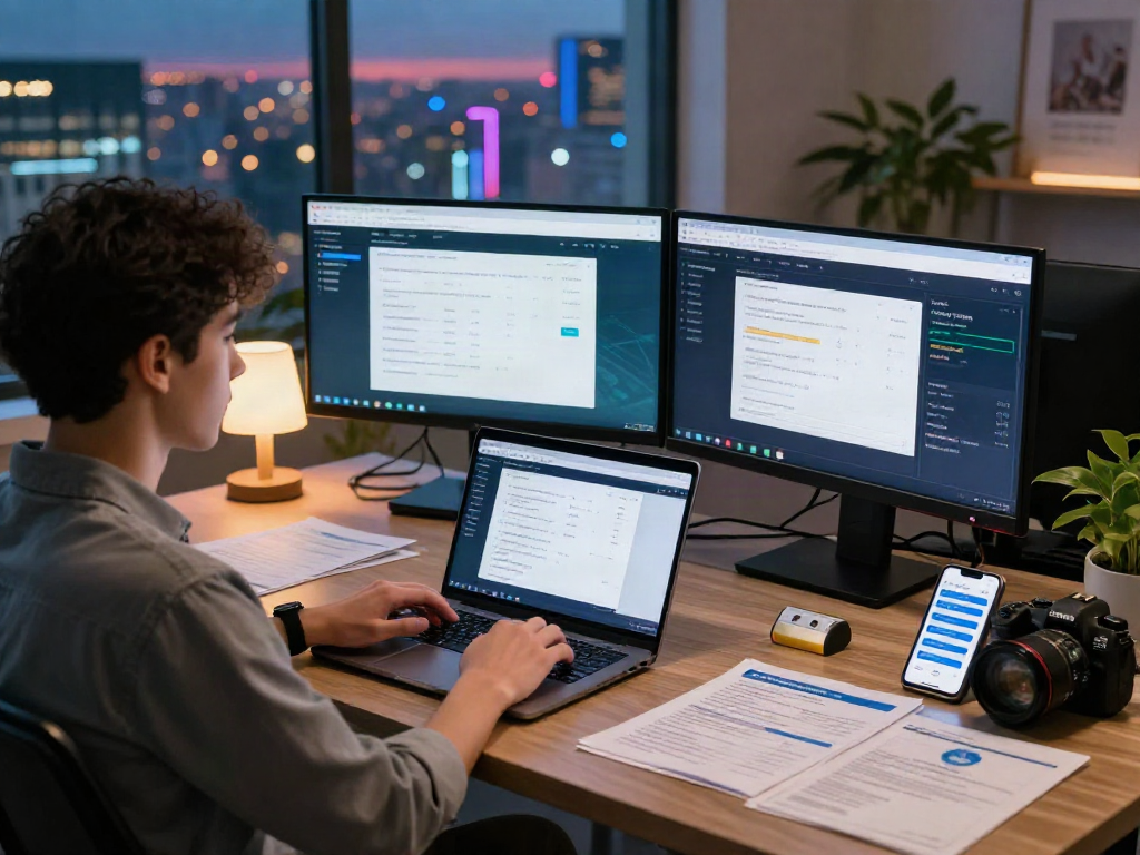 Engaging scene of a gambler verifying 먹튀스팟 검증사이트 in a modern workspace with analytics tools.