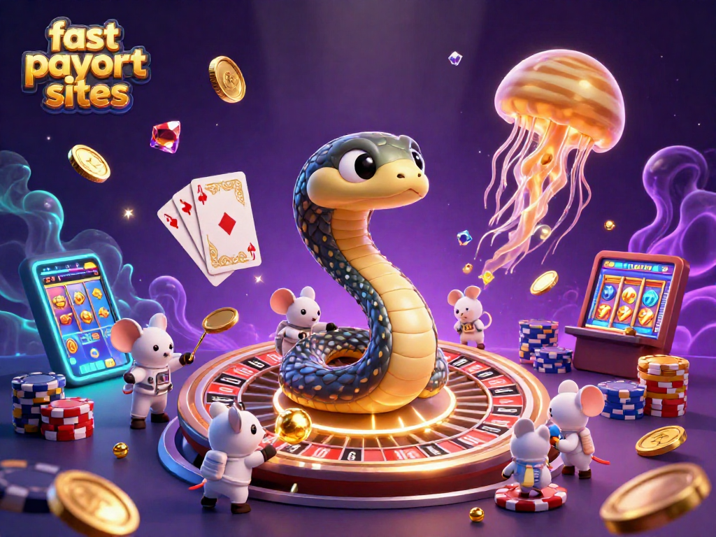 Engage with fast payout sites through a vibrant cosmic casino scene featuring playful elements.
